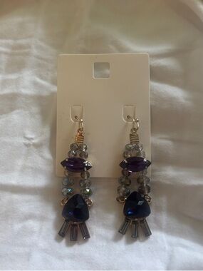Delicate Purple Crystal Drop Earrings for Women